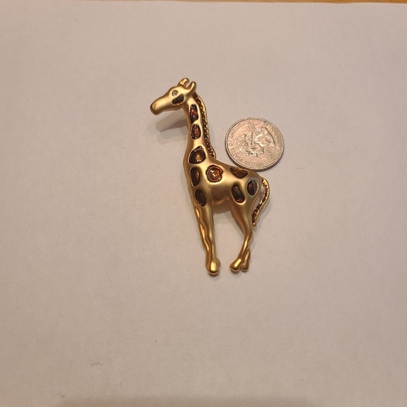 Gold Tone And Amber Stone Giraffe Brooch Pin - Picture 3 of 3